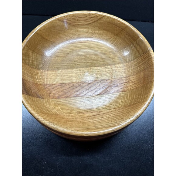 Hand Crafted Wooden Bowl Smooth Inlay Felt Bottom 8" Fruit Bowl Vintage - Picture 2 of 6